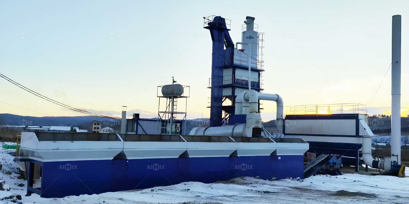 80 tph asphalt batch plant on site for rural asphalt road