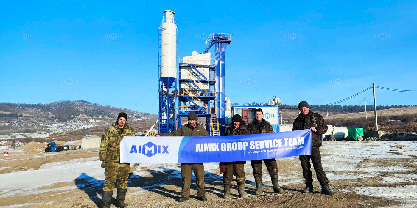 AIMIX 80 tph batch mix asphalt plant in Russia